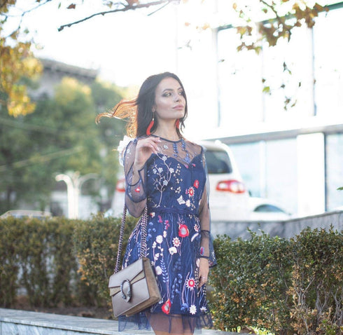 Navy blue lace dress Gowns for women